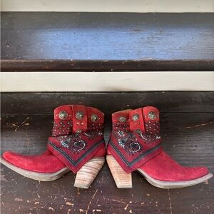 Red Western Ankle Boots